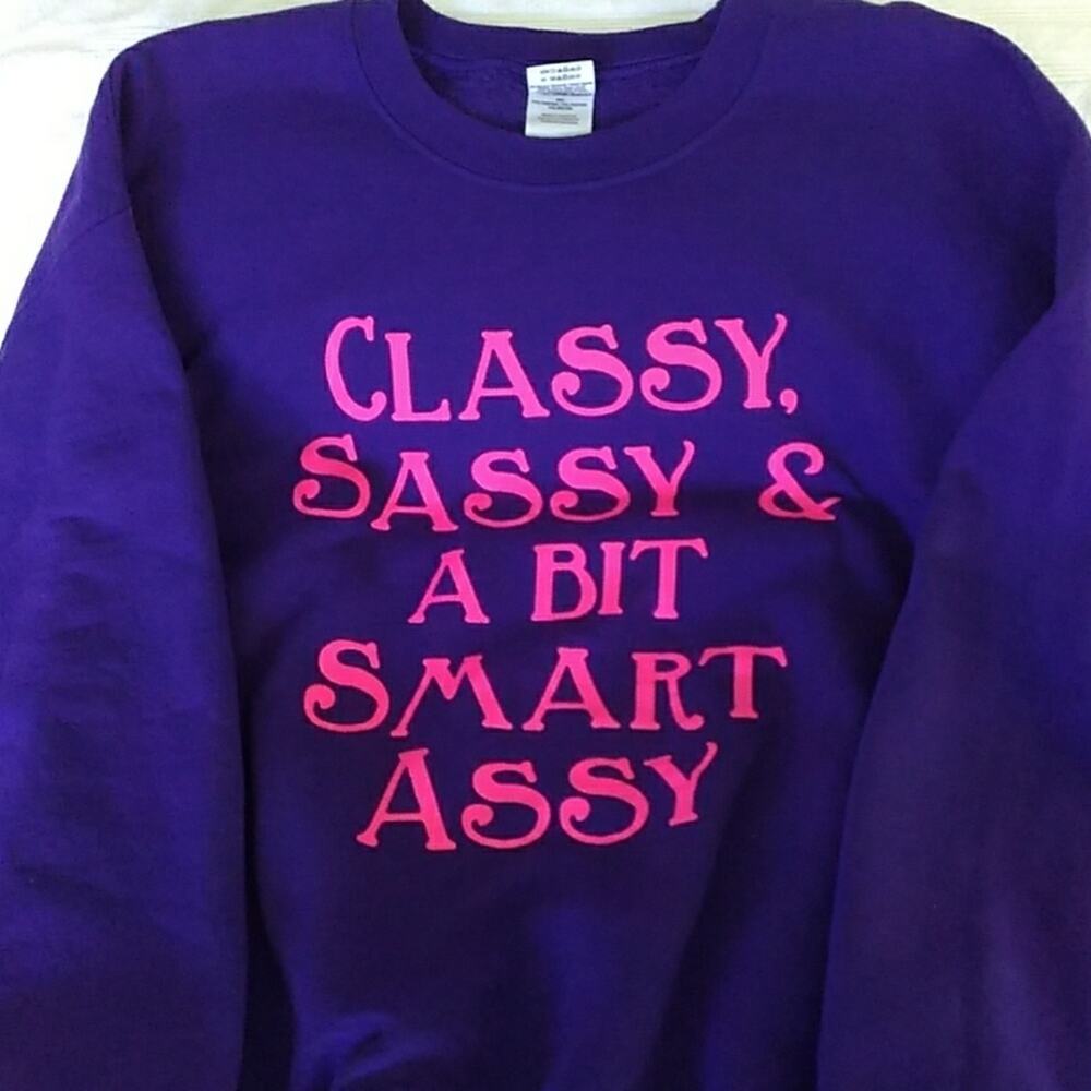 Sassy Smart Assy Purple Heavyweight Sweatshirt size Large